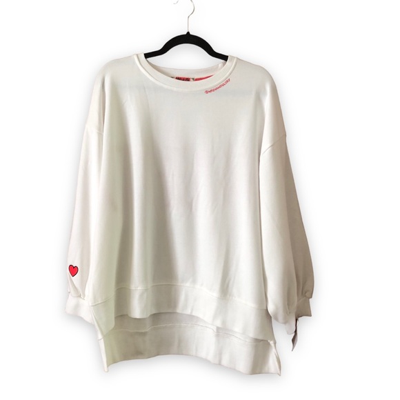 Wren + Glory White Naughty Hand Painted Sweatshirt NWT Christmas One Size - Picture 2 of 7